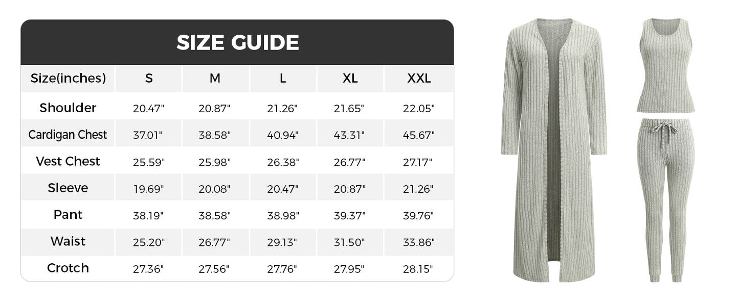 VRCÔMFY Women's 3-Piece Knit Loungewear Set